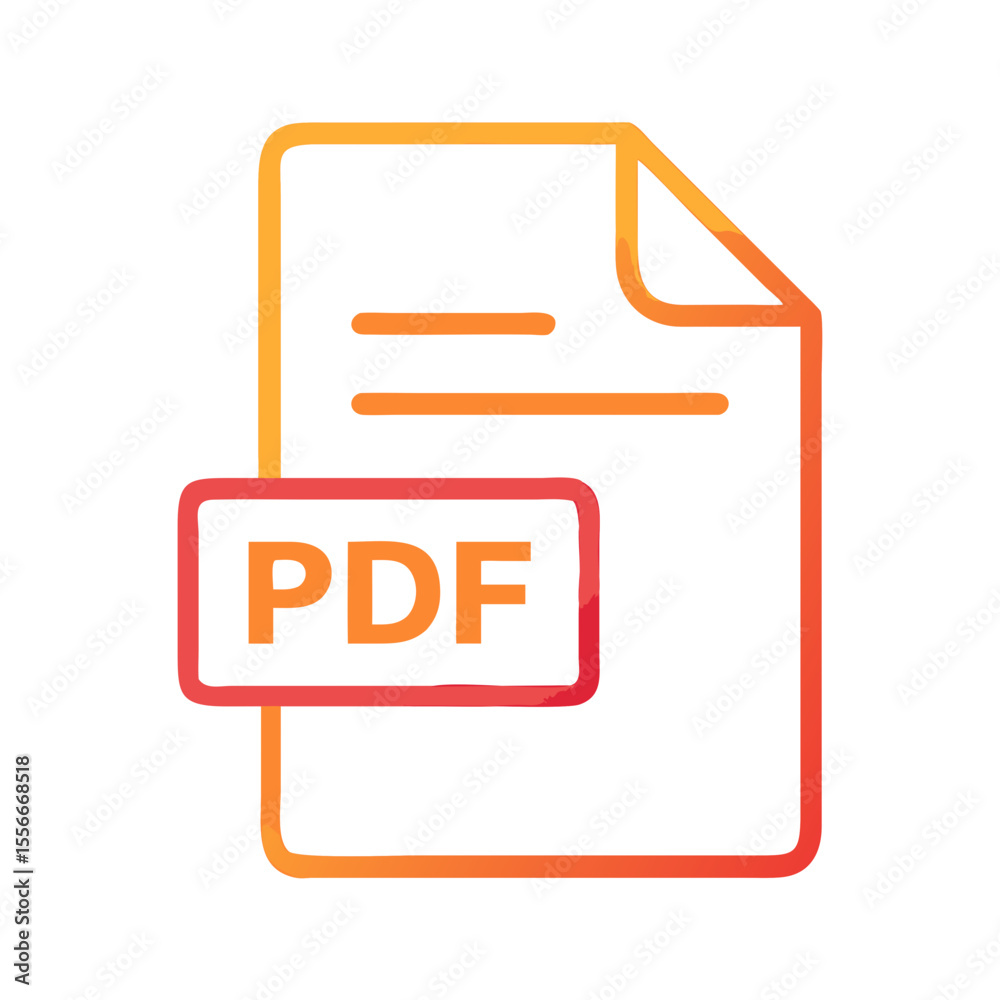 Fototapete simple pdf file icon with orange and red outline on black background