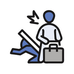 Stick figure business person experiencing workplace accident or incident with injury illustration