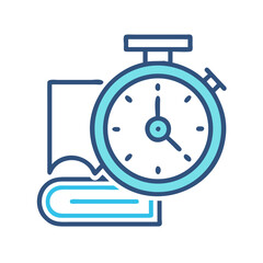 Stopwatch and Book Icon: Time Management, Productivity, and Efficiency Graphic