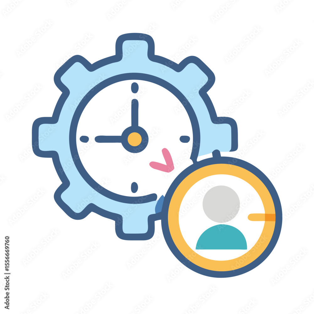 Poster time management and productivity icon representing human resources and efficient workflow