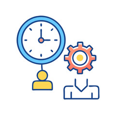 Time Management and Productivity Concept with Clock and Gear in Flat Design