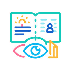 Visual learning concept: An open book with an eye representing perception and insight
