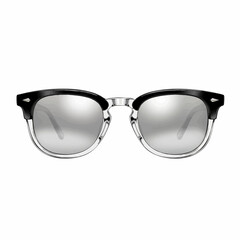 Black & Clear Browline with Silver Mirror Lenses Sunglasses