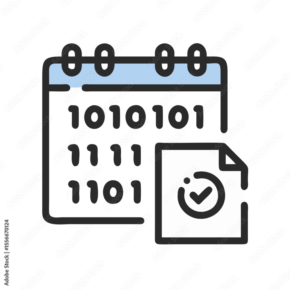 Poster calendar and checkmark icon representing deadline and task completion