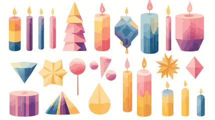 Modern Geometric Objects Candles and Gift Vector