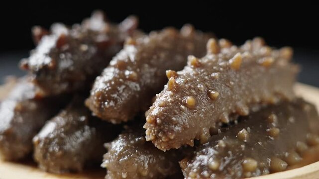 closeup of raw sea cucumber trepang