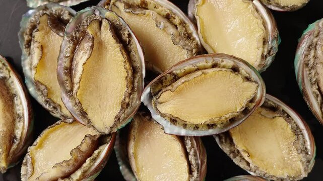 closeup of raw abalones background