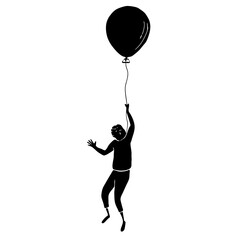 silhouette of a man with balloons
