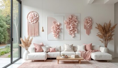 Modern stylish living room interior with sofa lamp and table in a home