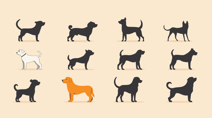 Obraz premium Dog Pet Silhouette Icon Vector Isolated Flat Illustration