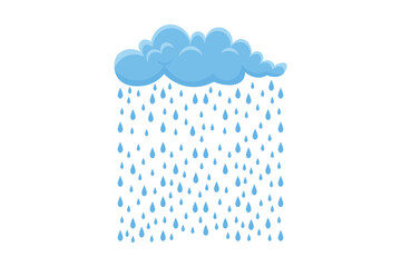 Minimal vector illustration of clouds and colorful raindrops, flat cartoon weather scene, pastel background pattern, adorable sky and rain elements, seamless design for creative projects
