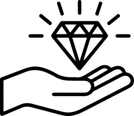 Diamond sparkling above an open palm in a protective gesture