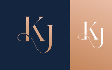 Initial letter KJ JK logo design vector illustration for couple, wedding, and business