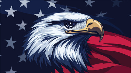American Symbol Eagle Icon Flat Vector Illustration