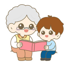 Grandmother Reading to Grandchild, Elderly Woman Reading Book, Family Story Time, 할머니 독서, 손자와 독서, 가족 시간, 어르신 독서


