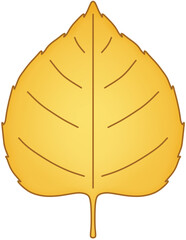 노란 타원형 낙엽 – 가을 감성 일러스트 Yellow Oval Leaf Illustration