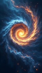 Spiral Galaxy with Fiery and Icy Tones