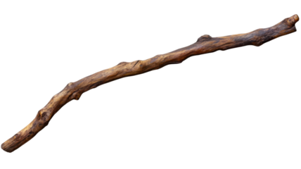 Stick in unique shape featuring natural twisted wood form organic texture and rustic botanical element ideal for creative design and decorative nature themes isolated on white background