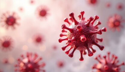 Microscopic View of Viral Particles with Spiky Surface