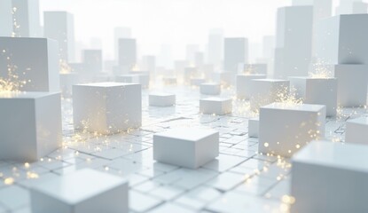 Naklejka premium Abstract Cityscape with Glowing Connections