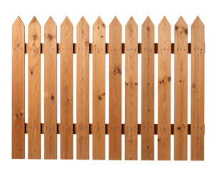  Angled Wooden Fence with Crossbeam Design, Perspective View, Isolated on White with Clipping Path