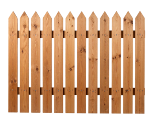  Angled Wooden Fence with Crossbeam Design, Perspective View, Isolated on White with Clipping Path