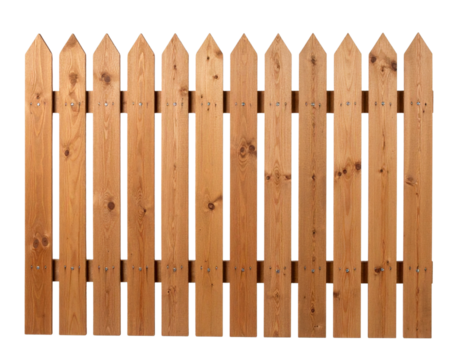  Angled Wooden Fence with Crossbeam Design, Perspective View, Isolated on White with Clipping Path