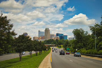 A cloudy skyline of Raleigh, The capital city of North Carolina in the United States of America.