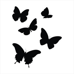 Elegant Butterfly Silhouettes - Flying Butterflies Vector Set