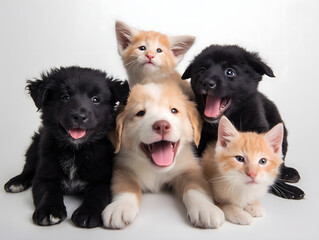 Obraz premium Cute Puppies and Kittens Together 