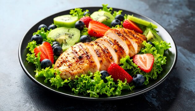 Grilled chicken salad with fruit (1)