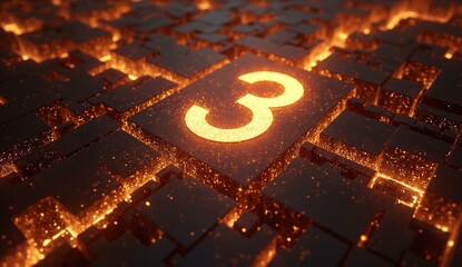 Glowing Number Three on a Grid of Illuminated Cubes