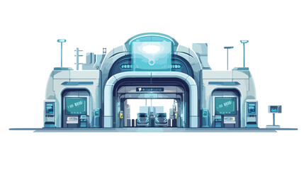 Eco-Friendly Electric Service Station with Blue Light