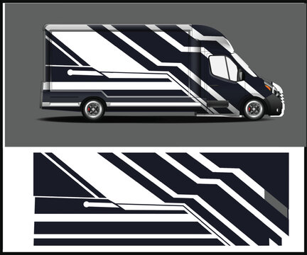 Modern Van Wrap Design with Abstract Geometric Lines for Vehicle Branding