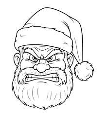 Angry Santa Face Line Art