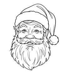 Amused Santa Face Line Art