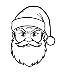 Annoyed Santa Face Line Art