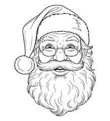 Awkward Santa Face Line Art