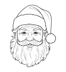 Bashful Santa Face Line Art