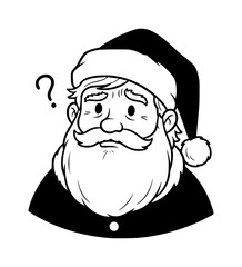 Confused Santa Face Line Art
