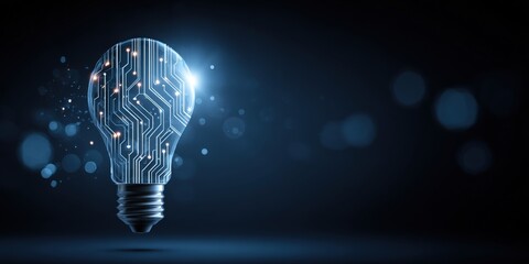 Digital Lightbulb Concept Elegant Banner Background 