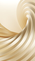Spiral or twist flowing modern luxury curve or wave shape golden backdrop. Glossy, reflection. Glamorous golden background for advertisement product cosmetic skincare. 3D rendering Illustration.