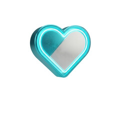 Coração Ícone Azul e Branco Brilhante Elemento 3D Render PNG Transparente blue heart icon