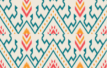 Ethnic abstract ikat art. Fabric Morocco, geometric pattern color oriental. Design for background textile, fabric, curtain, carpet, wallpaper, clothing, wrapping, Batik.