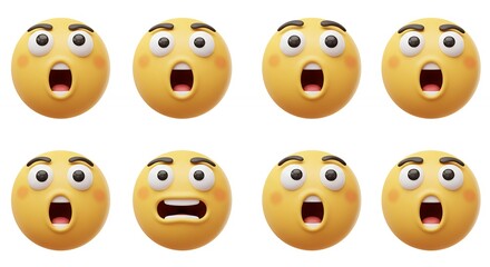 Collection of surprised emoji faces