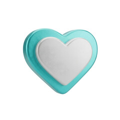 Coração Ícone Azul e Branco Brilhante Elemento 3D Render PNG Transparente blue heart icon
