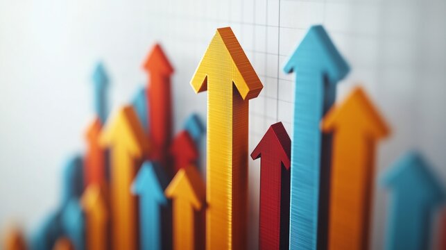 Financial Chart with Interweaving Arrows Going Up