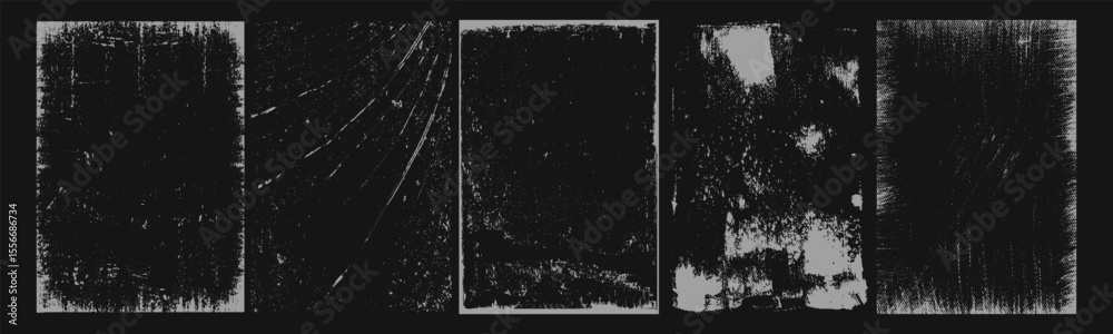 Aufkleber Overlay texture frames with paper fold effect and rough dirty scratches. Old blank overlay texture set with effect damaged, dust, grunge strokes, creases. Torn paper with creases. Grunge punk frames.