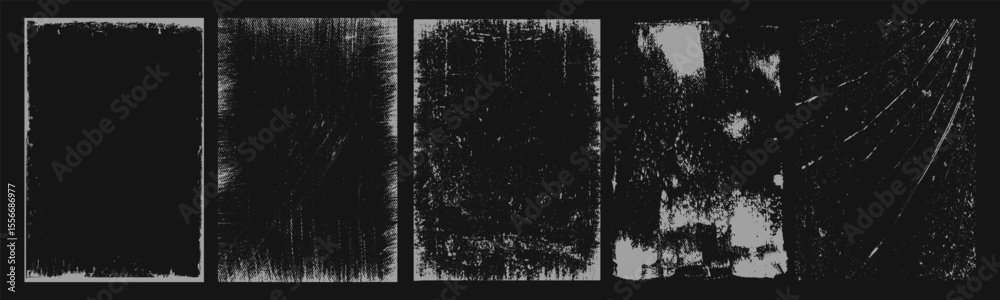 Aufkleber Overlay texture frames with paper fold effect and rough dirty scratches. Old blank overlay texture set with effect damaged, dust, grunge strokes, creases. Torn paper with creases. Grunge punk frames.