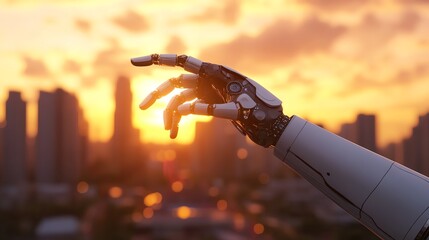 Robot Overlooking Futuristic City